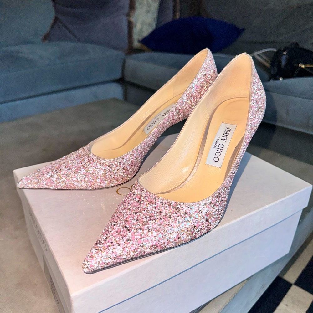 Jimmy Choo Love 85 Rosewood Mix Glitter Pumps